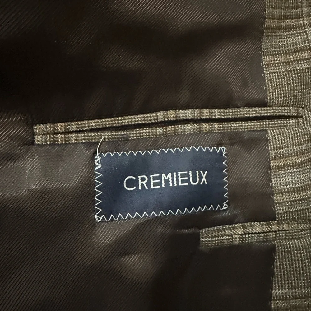 Daniel Cremieux & Loro Piana brown and light gray windowpane vintage suit jacket